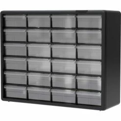 Budget 🥰 Akro-Mils Plastic Drawer Parts Cabinet 10124 - 20"W x 6-3/8"D x 15-13/16"H, Black, 24 Drawers ❤️