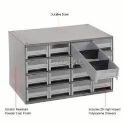 Deals 👏 Akro-Mils Steel Small Parts Storage Cabinet 19228 - 17"W x 11"D x 11"H w/ 28 Gray Drawers 🔥 -Containers shop 104838 1wco