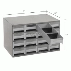 Deals 👏 Akro-Mils Steel Small Parts Storage Cabinet 19228 - 17"W x 11"D x 11"H w/ 28 Gray Drawers 🔥 -Containers shop 104838 dim2