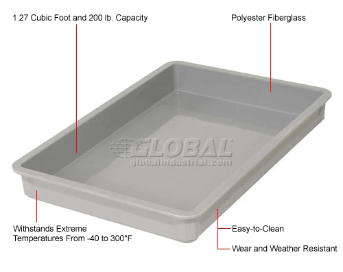 Coupon 🌟 MFG Tray Molded Fiberglass Toteline Stacking Tote 880008 - 25-3/4"L x 17-3/4"W x 6"H, Gray 🔥 9 Coupon 🌟 MFG Tray Molded Fiberglass Toteline Stacking Tote 880008 - 25-3/4"L x 17-3/4"W x 6"H, Gray 🔥 - Image 9