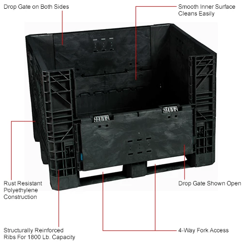 Wholesale ⭐ Global Industrial Folding Bulk Shipping Container, 32"Lx30"Wx34"H, 1800 Lb. Capacity, Black 🛒 12 Wholesale ⭐ Global Industrial Folding Bulk Shipping Container, 32"Lx30"Wx34"H, 1800 Lb. Capacity, Black 🛒 - Image 12