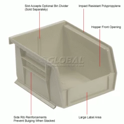 Top 10 ⌛ Akro-Mils® AkroBin® Plastic Stack & Hang Bin, 4-1/8"W x 5-3/8"D x 3"H, Stone - Pkg Qty 24 😍 -Containers shop 184810BG 1wco