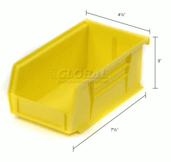 Discount ✨ Akro-Mils® AkroBin® Plastic Stack & Hang Bin, 4-1/8"W x 7-3/8"D x 3"H, Yellow - Pkg Qty 24 💯 -Containers shop 184811YL dim