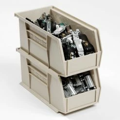 Promo 😉 Akro-Mils® AkroBin® Plastic Stack & Hang Bin, 5-1/2"W x 10-7/8"D x 5"H, Stone - Pkg Qty 12 🔥 -Containers shop 184812BG 03