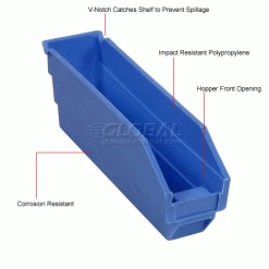 Brand new 😀 Global Industrial™ Plastic Nesting Storage Shelf Bin 2-3/4"W x 11-5/8"D x 4"H Blue - Pkg Qty 24 👍 -Containers shop 184836BL 1wco