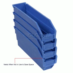 Brand new 😀 Global Industrial™ Plastic Nesting Storage Shelf Bin 2-3/4"W x 11-5/8"D x 4"H Blue - Pkg Qty 24 👍 -Containers shop 184836BL 2wco