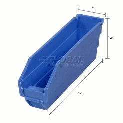 Brand new 😀 Global Industrial™ Plastic Nesting Storage Shelf Bin 2-3/4"W x 11-5/8"D x 4"H Blue - Pkg Qty 24 👍 -Containers shop 184836BL dim