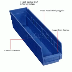 Best deal 🌟 Global Industrial™ Plastic Nesting Storage Shelf Bin 4-1/8"W x 17-7/8"D x 4"H Blue - Pkg Qty 12 😍 -Containers shop 184839BL 1wco