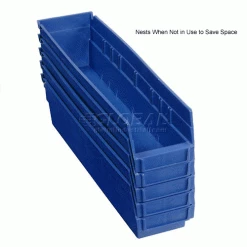 Best deal 🌟 Global Industrial™ Plastic Nesting Storage Shelf Bin 4-1/8"W x 17-7/8"D x 4"H Blue - Pkg Qty 12 😍 -Containers shop 184839BL 2wco