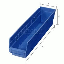 Best deal 🌟 Global Industrial™ Plastic Nesting Storage Shelf Bin 4-1/8"W x 17-7/8"D x 4"H Blue - Pkg Qty 12 😍 -Containers shop 184839BL dim