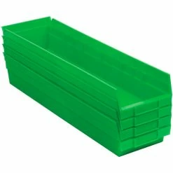 Promo 🌟 Global Industrial™ Plastic Nesting Storage Shelf Bin 6-5/8"W x 23-5/8"D x 4"H Green - Pkg Qty 6 😉 -Containers shop 184842GN 02