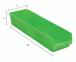 Promo 🌟 Global Industrial™ Plastic Nesting Storage Shelf Bin 6-5/8"W x 23-5/8"D x 4"H Green - Pkg Qty 6 😉 -Containers shop 184842GN dim