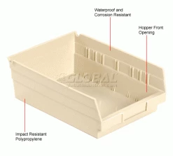 Wholesale 👍 Global Industrial™ Plastic Nesting Storage Shelf Bin 8-3/8"W x 11-5/8"D x 4"H Beige - Pkg Qty 12 💯 -Containers shop 184843BG 1wco
