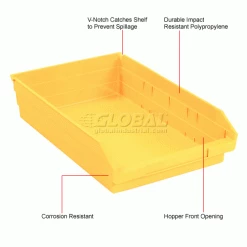 Top 10 🔔 Global Industrial™ Plastic Nesting Storage Shelf Bin 11-1/8"W x 17-7/8"D x 4"H Yellow - Pkg Qty 12 👍 -Containers shop 184846YL 1wco