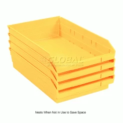 Top 10 🔔 Global Industrial™ Plastic Nesting Storage Shelf Bin 11-1/8"W x 17-7/8"D x 4"H Yellow - Pkg Qty 12 👍 -Containers shop 184846YL 2wco