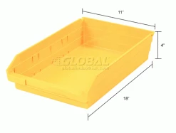 Top 10 🔔 Global Industrial™ Plastic Nesting Storage Shelf Bin 11-1/8"W x 17-7/8"D x 4"H Yellow - Pkg Qty 12 👍 -Containers shop 184846YL dim