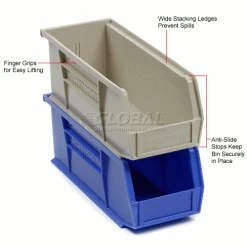 Top 10 🎁 Akro-Mils® AkroBin® Plastic Stack & Hang Bin, 4-1/8"W x 10-7/8"D x 4"H, Stone - Pkg Qty 12 ⌛ -Containers shop 188013BG 3wco