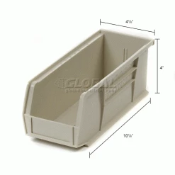Top 10 🎁 Akro-Mils® AkroBin® Plastic Stack & Hang Bin, 4-1/8"W x 10-7/8"D x 4"H, Stone - Pkg Qty 12 ⌛ -Containers shop 188013BG dim