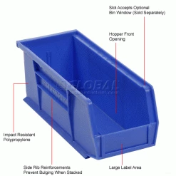 Brand new ✔️ Akro-Mils® AkroBin® Plastic Stack & Hang Bin, 4-1/8"W x 10-7/8"D x 4"H, Blue - Pkg Qty 12 🎁 -Containers shop 188013BL 1wco