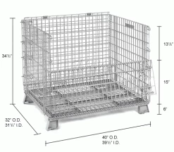 Promo 🎁 Global Industrial™ Folding Wire Container 40"L x 32"W x 34-1/2"H 4000 Lb. Capacity 😍 -Containers shop 198695 dim
