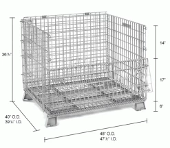 New 🔥 Global Industrial™ Folding Wire Container 48"L x 40"W x 36-1/2"H 4000 Lb. Capacity 🧨 -Containers shop 198696 dim