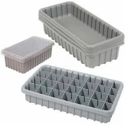 Outlet 👏 Dandux Dividable Nesting Plastic Box 50P1805040 - 17-3/4"L x 5-1/2"W x 4"H, Gray - Pkg Qty 8 🥰