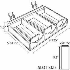 Discount 👏 Global Approved 225504 3 Section Tray W/Pushers & Tracks-9.125"W x 1.5"H x 5.8125"D- CLR 🥰 -Containers shop 225504 3