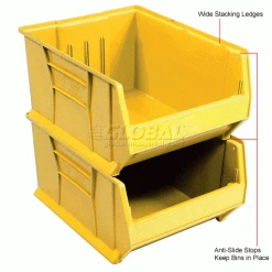 Discount 😀 Quantum Storage Systems Quantum Plastic Hulk Stacking Bin, 18-1/4"W x 24"D x 12"H, Yellow ✔️ -Containers shop 238053YL 3wco 1