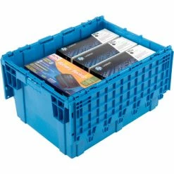 Best Pirce ✨ Global Industrial Plastic Shipping/Storage Tote W/Attached Lid, 28-1/8"x20-3/4"x15-5/8", Blue 💯 23 Best Pirce ✨ Global Industrial Plastic Shipping/Storage Tote W/Attached Lid, 28-1/8"x20-3/4"x15-5/8", Blue 💯 -Containers shop 238148BL 02