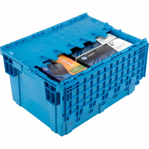 Best Pirce ✨ Global Industrial Plastic Shipping/Storage Tote W/Attached Lid, 28-1/8"x20-3/4"x15-5/8", Blue 💯 4 Best Pirce ✨ Global Industrial Plastic Shipping/Storage Tote W/Attached Lid, 28-1/8"x20-3/4"x15-5/8", Blue 💯 - Image 4