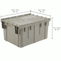 Brand new 👏 Global Industrial Plastic Shipping/Storage Tote W/Attached Lid, 28-1/8"x20-3/4"x15-5/8", Gray 💯 39 Brand new 👏 Global Industrial Plastic Shipping/Storage Tote W/Attached Lid, 28-1/8"x20-3/4"x15-5/8", Gray 💯 -Containers shop 238148IN dim