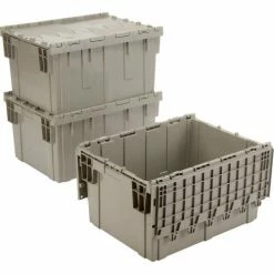Brand new 👏 Global Industrial Plastic Shipping/Storage Tote W/Attached Lid, 28-1/8"x20-3/4"x15-5/8", Gray 💯 24 Brand new 👏 Global Industrial Plastic Shipping/Storage Tote W/Attached Lid, 28-1/8"x20-3/4"x15-5/8", Gray 💯 -Containers shop 238148 04
