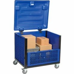 Promo 🔥 Global Industrial™ Easy Assembly Solid Wall Container-Drop Gate/Lid/Casters 39-1/4x31-1/2x34 OH 🤩 -Containers shop 239452DP 05