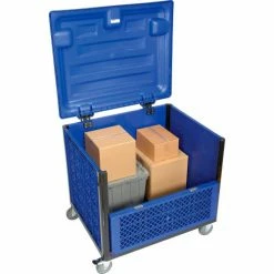 Promo 🔥 Global Industrial™ Easy Assembly Solid Wall Container-Drop Gate/Lid/Casters 39-1/4x31-1/2x34 OH 🤩 -Containers shop 239452DP 06