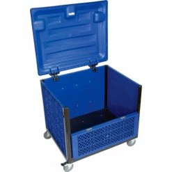 Promo 🔥 Global Industrial™ Easy Assembly Solid Wall Container-Drop Gate/Lid/Casters 39-1/4x31-1/2x34 OH 🤩 -Containers shop 239452DP 07