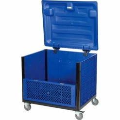 Promo 🔥 Global Industrial™ Easy Assembly Solid Wall Container-Drop Gate/Lid/Casters 39-1/4x31-1/2x34 OH 🤩 -Containers shop 239452DP 10