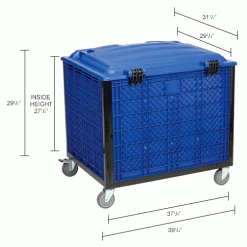 Promo 🔥 Global Industrial™ Easy Assembly Solid Wall Container-Drop Gate/Lid/Casters 39-1/4x31-1/2x34 OH 🤩 -Containers shop 239452DP dim
