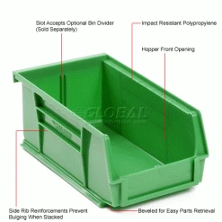 Best reviews of ✔️ Global Industrial™ Plastic Stack & Hang Bin, 4-1/8"W x 7-3/8"D x 3"H, Green - Pkg Qty 24 ⭐ -Containers shop 239471GN 1wco