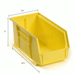 Buy 👍 Global Industrial Plastic Stack & Hang Bin, 5-1/2"W x 10-7/8"D x 5"H, Yellow - Pkg Qty 12 ⭐ -Containers shop 239472YL dim