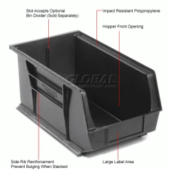 Top 10 😍 Global Industrial Plastic Stack & Hang Bin, 8-1/4"W x 14-3/4"D x 7"H, Black - Pkg Qty 12 ⌛ -Containers shop 239474BK 1wco