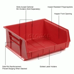 Cheap 😀 Global Industrial Plastic Stack & Hang Bin, 16-1/2"W x 14-3/4"D x 7"H, Red - Pkg Qty 6 🔔 -Containers shop 239475RD 1wco