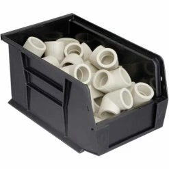 Coupon 🌟 Plastic Stack & Hang Bin, 6"W x 9-1/4" D x 5"H, Black - Pkg Qty 12 👏