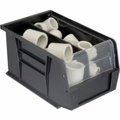 Coupon 🌟 Plastic Stack & Hang Bin, 6"W x 9-1/4" D x 5"H, Black - Pkg Qty 12 👏 30 Coupon 🌟 Plastic Stack & Hang Bin, 6"W x 9-1/4" D x 5"H, Black - Pkg Qty 12 👏 -Containers shop 239608BK 05