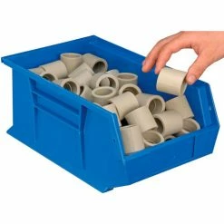 Deals ❤️ Global Industrial™ Plastic Stack & Hang Bin, 8-1/4"W x 13-5/8"D x 6"H, Blue - Pkg Qty 12 🛒 -Containers shop 239609BL 08
