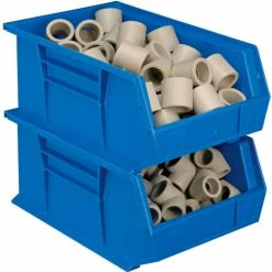 Deals ❤️ Global Industrial™ Plastic Stack & Hang Bin, 8-1/4"W x 13-5/8"D x 6"H, Blue - Pkg Qty 12 🛒 -Containers shop 239609BL 11