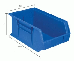 Deals ❤️ Global Industrial™ Plastic Stack & Hang Bin, 8-1/4"W x 13-5/8"D x 6"H, Blue - Pkg Qty 12 🛒 -Containers shop 239609BL dim