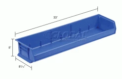 Brand new ⌛ Akro-Mils® AkroBin® Plastic Stack & Hang Bin, 33"W x 8-5/8"D x 5"H, Blue - Pkg Qty 4 😉 -Containers shop 239863BL dim