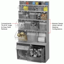 Hot Sale ⌛ Quantum Storage Systems Quantum Tip Out Storage Bin QTB305 - 5 Compartments Gray 💯 -Containers shop 252189GY 3wco