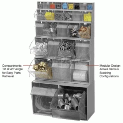 Coupon 🔥 Quantum Storage Systems Quantum Tip Out Storage Bin QTB303 - 3 Compartments Gray ❤️ -Containers shop 252191GY 3wco