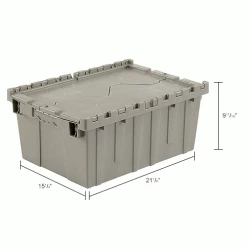 Top 10 ✨ Global Industrial™ Plastic Attached Lid Shipping & Storage Container 21-7/8x15-1/4x9-11/16 GRY 🎁 -Containers shop 257808IN dim